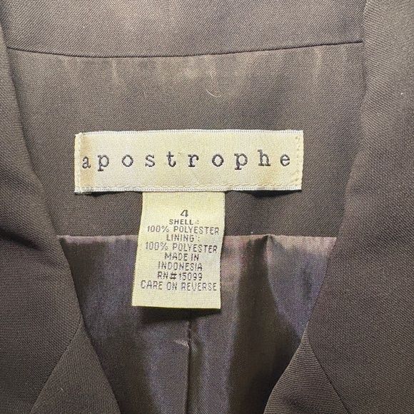Apostrophe Brown Suit Size 4 Jacket/Skirt Set 4 Button Notched Lapel Blazer - Picture 5 of 12